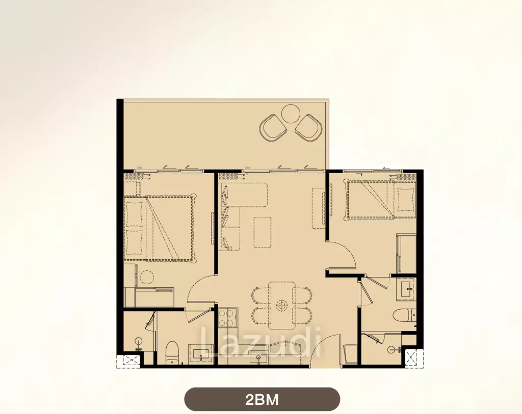 2 Bed 2 Bath 52.14 SQ.M Biancana
