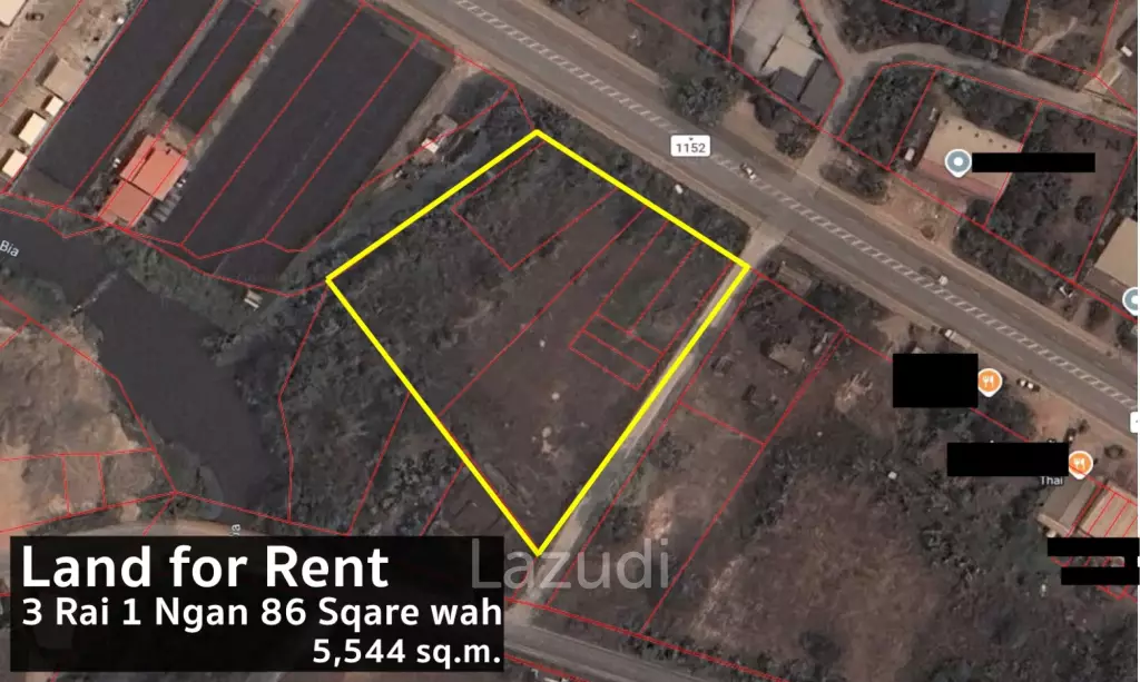 3 Rai of Land for Rent High Potential Location on Main Road