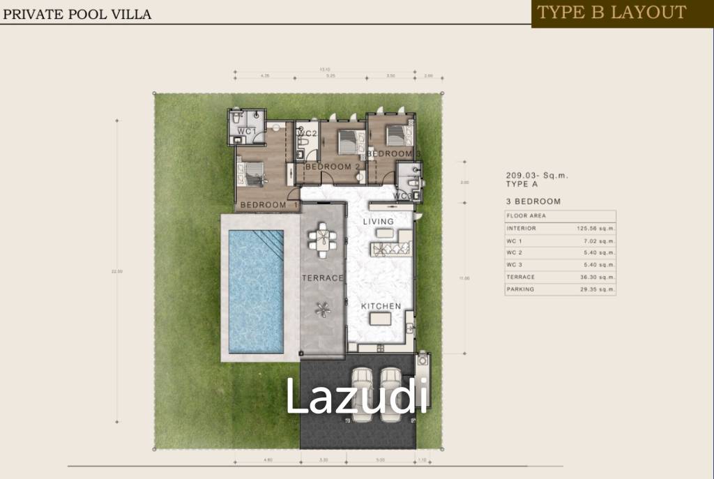 209 sqm pool villa in Aria 4 Hua Hin, Thap Tai