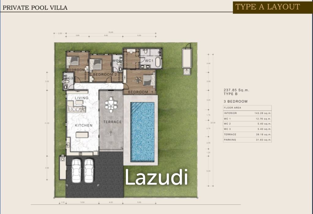 237 sqm pool villa in Aria 4 Hua Hin, Thap Tai