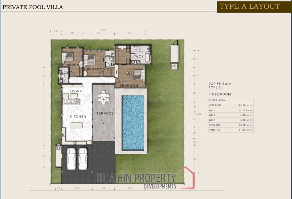 237 sqm pool villa in Aria 4 Hua Hin, Thap Tai