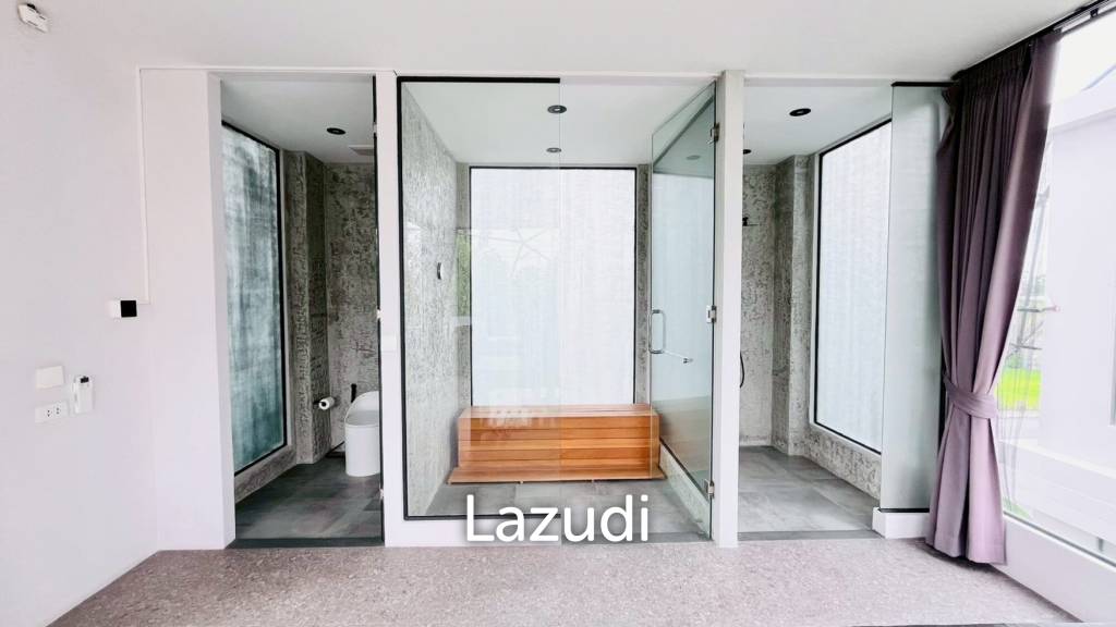 วิลล่าสระว่ายน้ำส่วนตัวดีไซน์โมเดิร์น 3 ห้องนอน ใกล้ชุมชนเงียบสงบ หินเหล็กไฟ หัวหิน