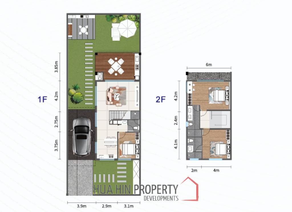 195 sqm modern 3 bedroom villa in Amity Green Hua Hin - Two Storey Twin House