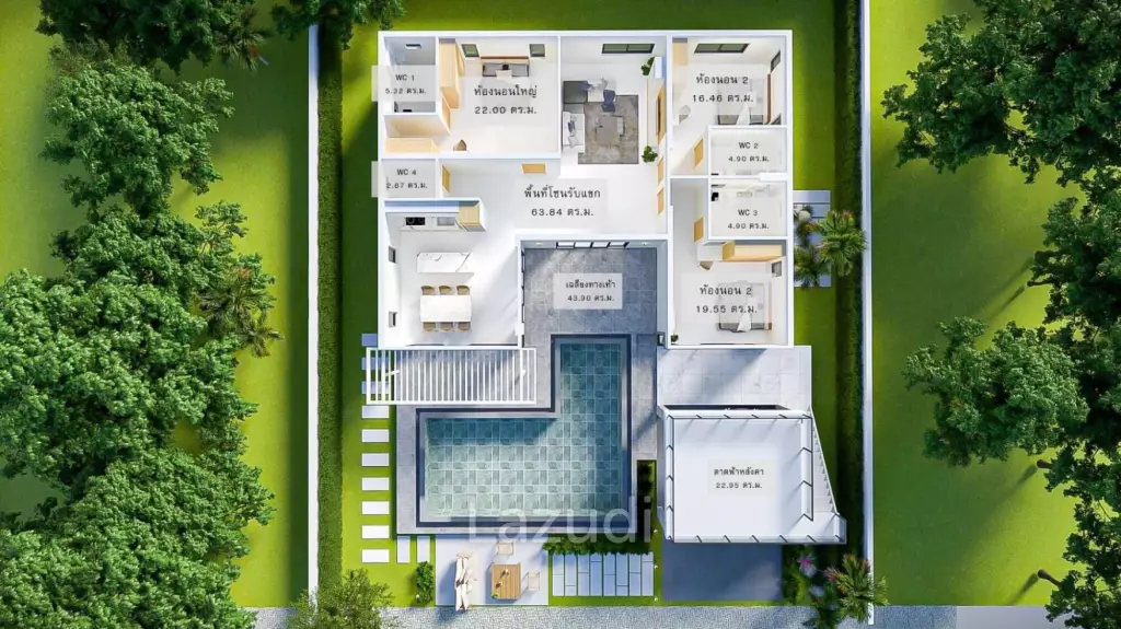 225 sqm Modern Pool Villa with Rooftop Terrace in Hua Hin City