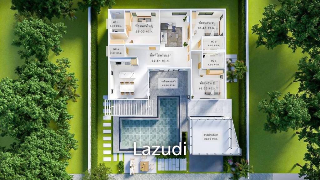 225 sqm Modern Pool Villa with Rooftop Terrace in Hua Hin City