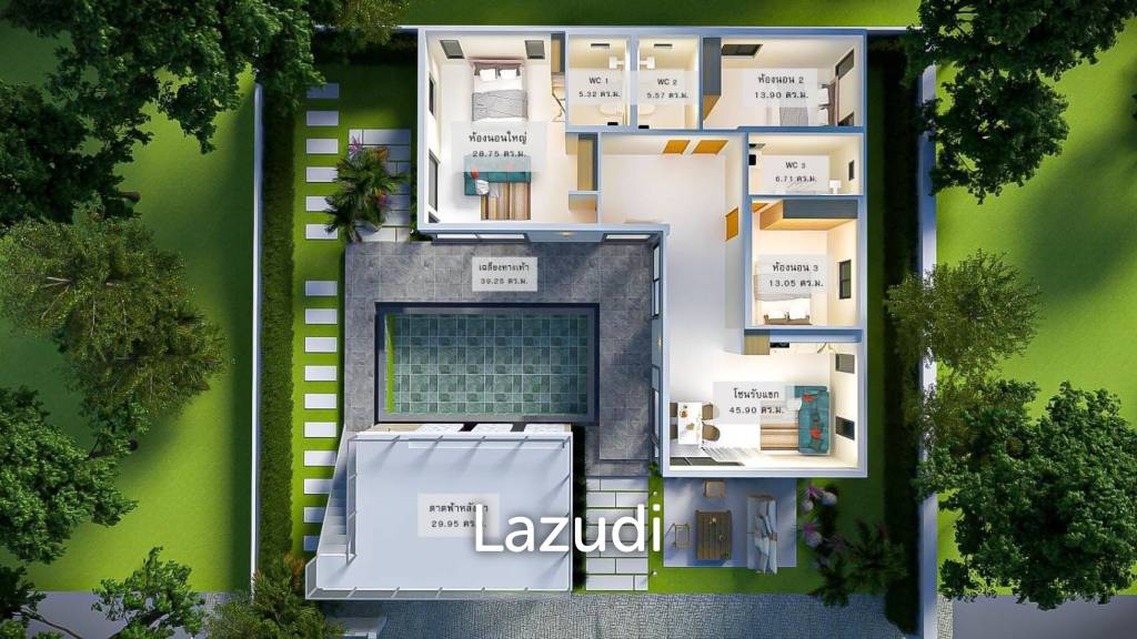 205 sqm modern villa with pool and rooftop terrace in Hua Hin City