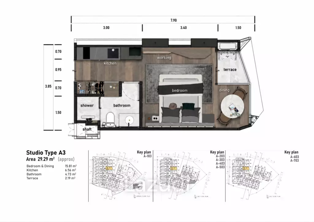 Studio 1 Bathroom 29.29 SQ.M Ashiyana Heights