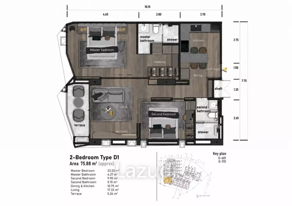 2 Bed 2 Bath 75.88 SQ.M Ashiyana Heights