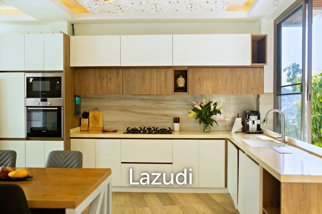 3 bedrooms pool villa in Soi Khaopra Bophut with panoramic mountains view and partial sea view