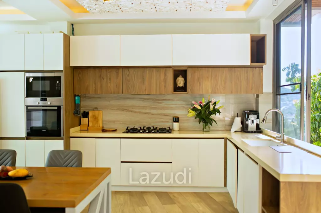 3 bedrooms pool villa in Soi Khaopra Bophut with panoramic mountains view and partial sea view