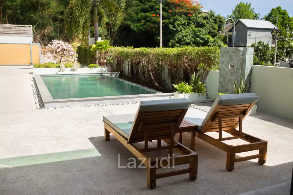 3 bedrooms pool villa in Soi Khaopra Bophut with panoramic mountains view and partial sea view