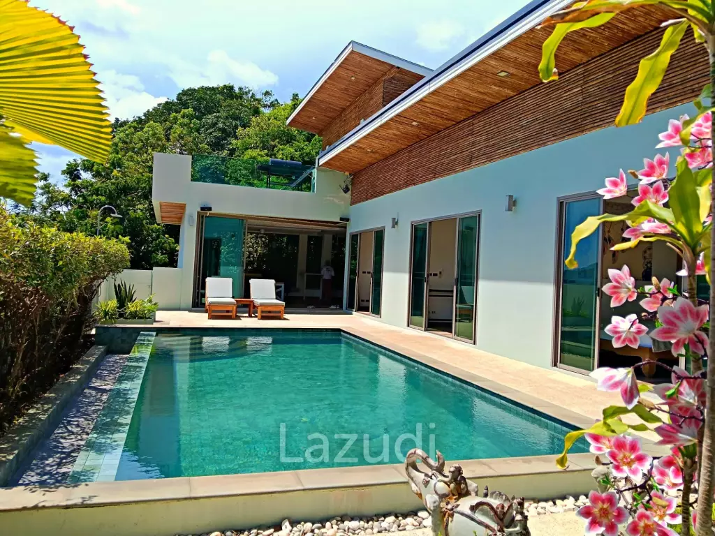 3 bedrooms pool villa in Soi Khaopra Bophut with panoramic mountains view and partial sea view