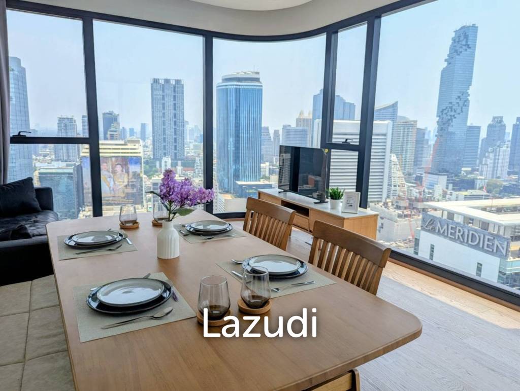 57.5 sqm corner 2 bedroom condo on 34th floor at Ashton Chula-Silom, Bang Rak Bangkok