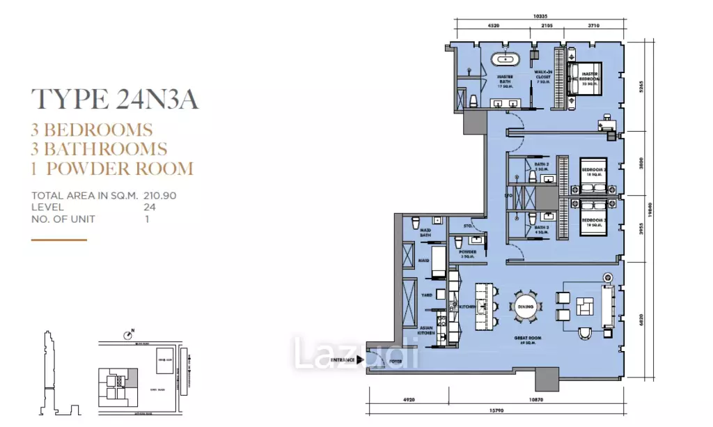 3 beds 210.90 SQM The Ritz-Carlton Residences Bangkok