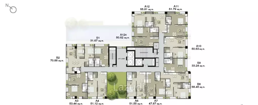 1 Bedroom 1 Bathroom 55 SQ.M Noble Refine