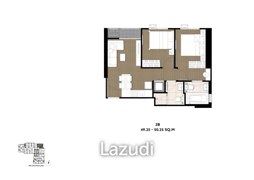 2 bed 50.25 SQM, The Privacy Taopoon Interchange