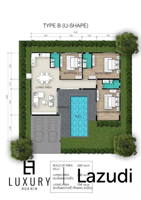 3 Bed 3 Bath 225 SQ.M Huguh Home Pool Villa Cha-Am