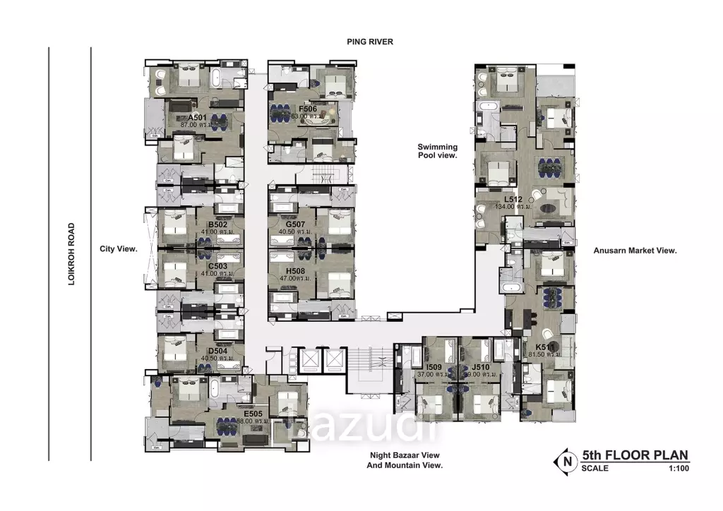 1 Bed 1 Bath 46.09 SQ.M The Erawan Condo