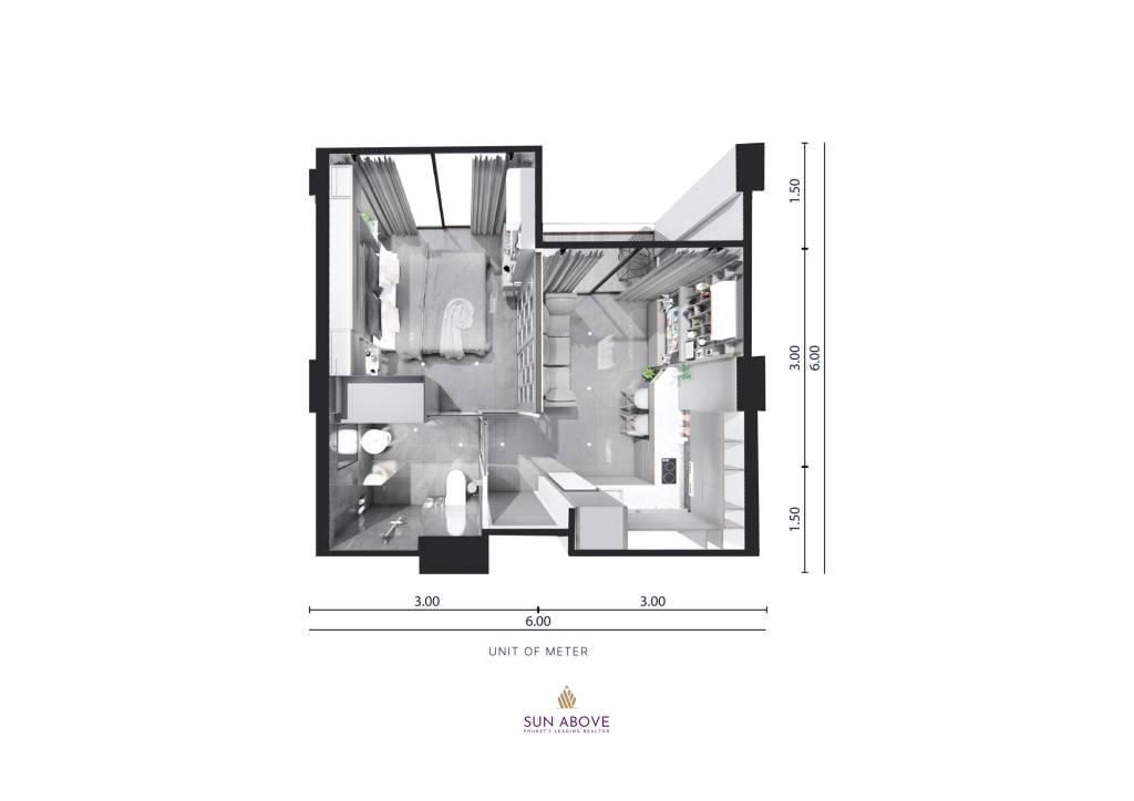 1 Bed 1 Bath 30.25 SQ.M  Citygate Kamala