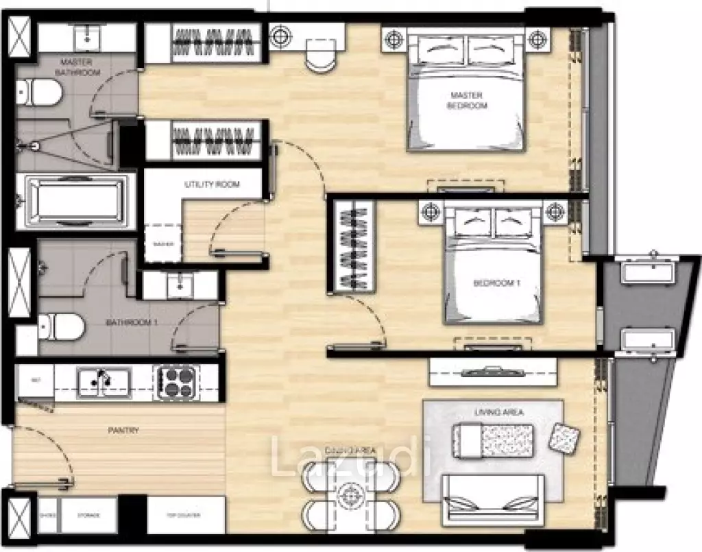 2 Bed 2 Bath 79 SQ.M Liv@49