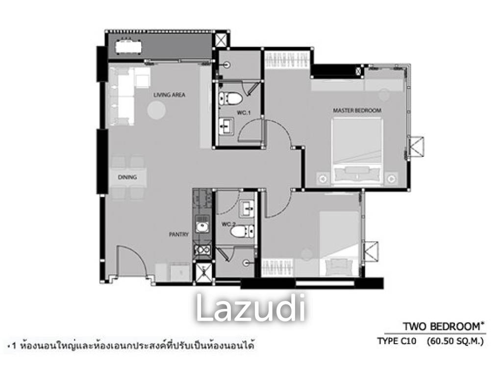 60.58 Sqm 2 Bed 2 Bath Condo for Sale - Rhythm Sathorn - Narathiwas