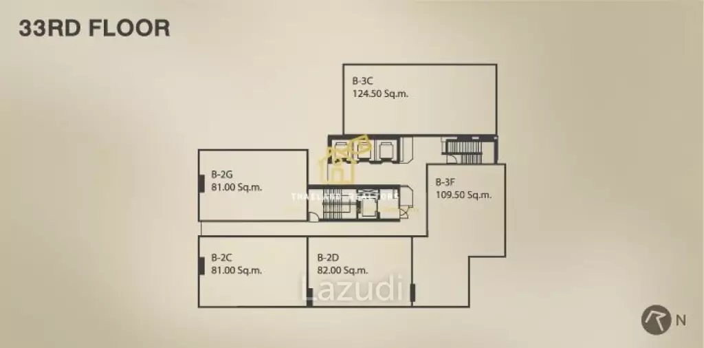 2 Bedroom 2 Bathroom 83 SQ.M Quattro by Sansiri