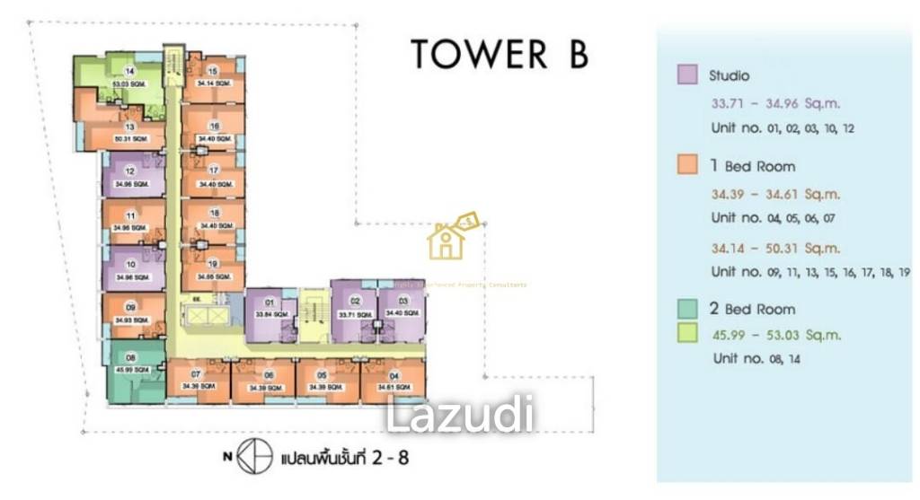 1 Bed 1 Bath at 50 SQ.M at Diamond Ratchada