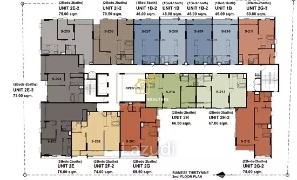 2 Bed 2 Bath 66.58 SQ.M Siamese Thirty Nine
