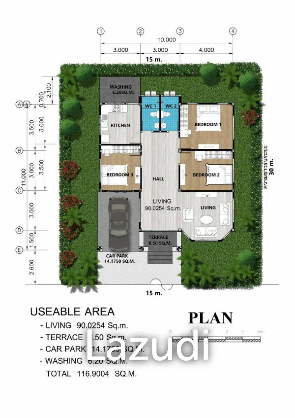 3 ห้องนอน 2 ห้องน้ำ116 ตร.ม ปุณรดา การ์เดน วิลล์ หัวหิน