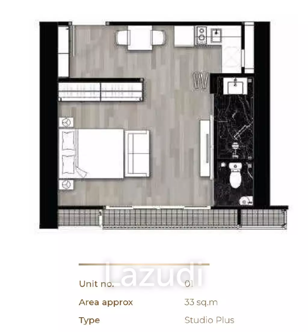 Studio Plus 33sq.m Hampton Residence next to Emporium