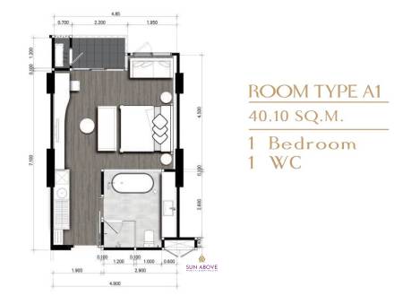 Studio 1 Bath 40.10  SQ.M The Marin Phuket