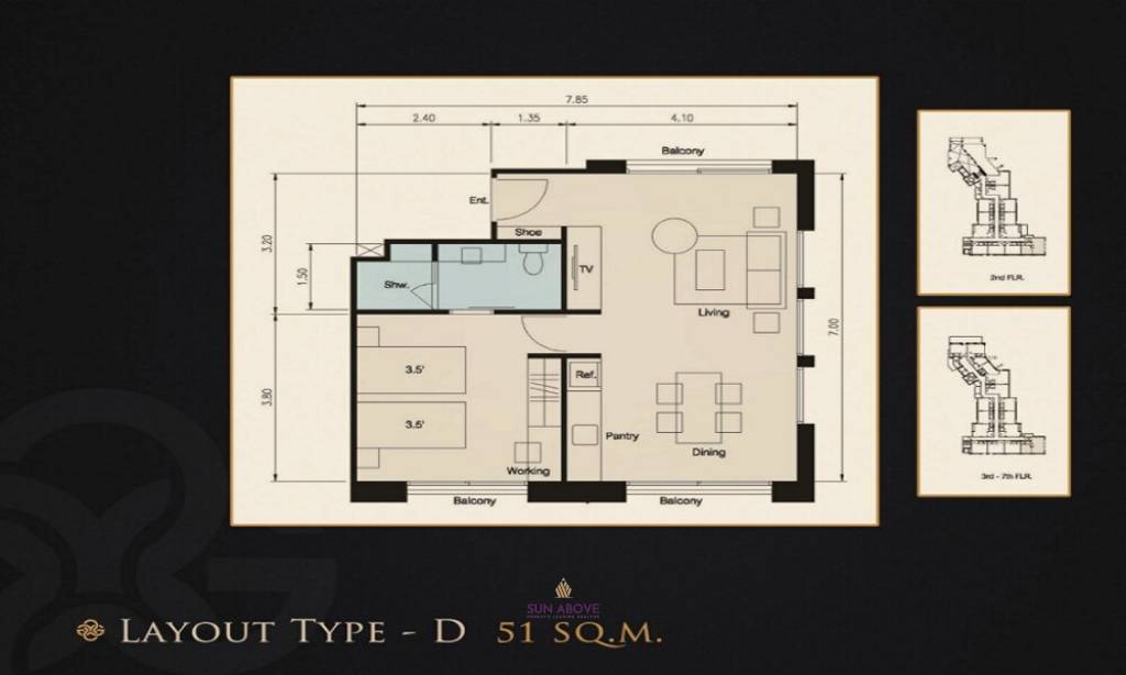 1 Bed 1 Bath 51 SQ.M Surin Sands Condominium