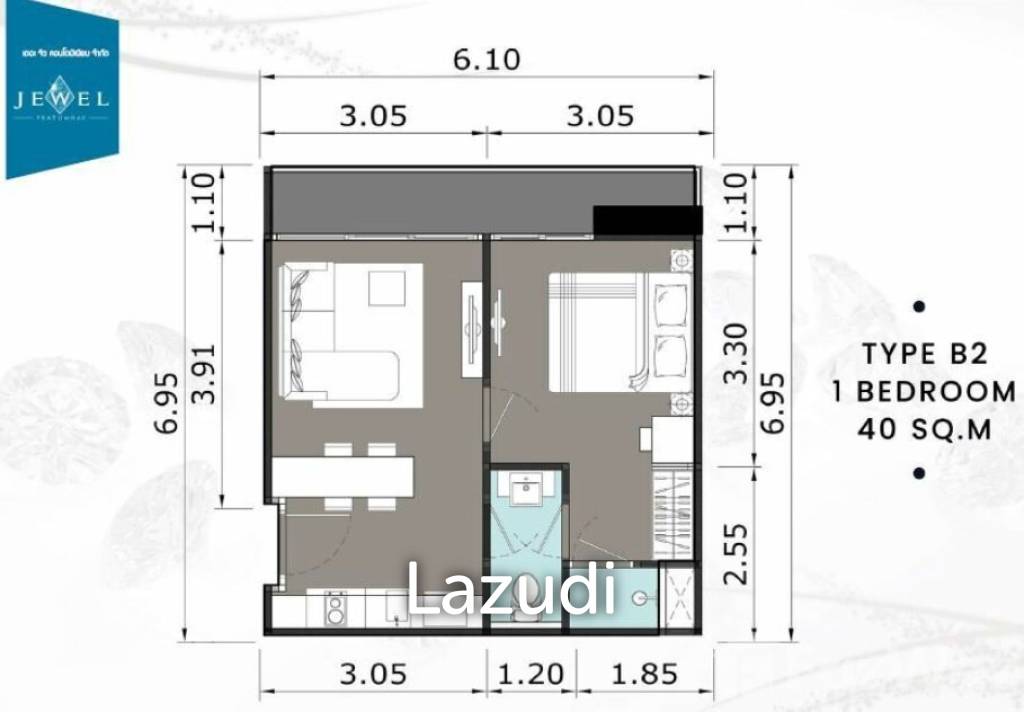 1 Bed 40 SQ.M The Jewel Condominium