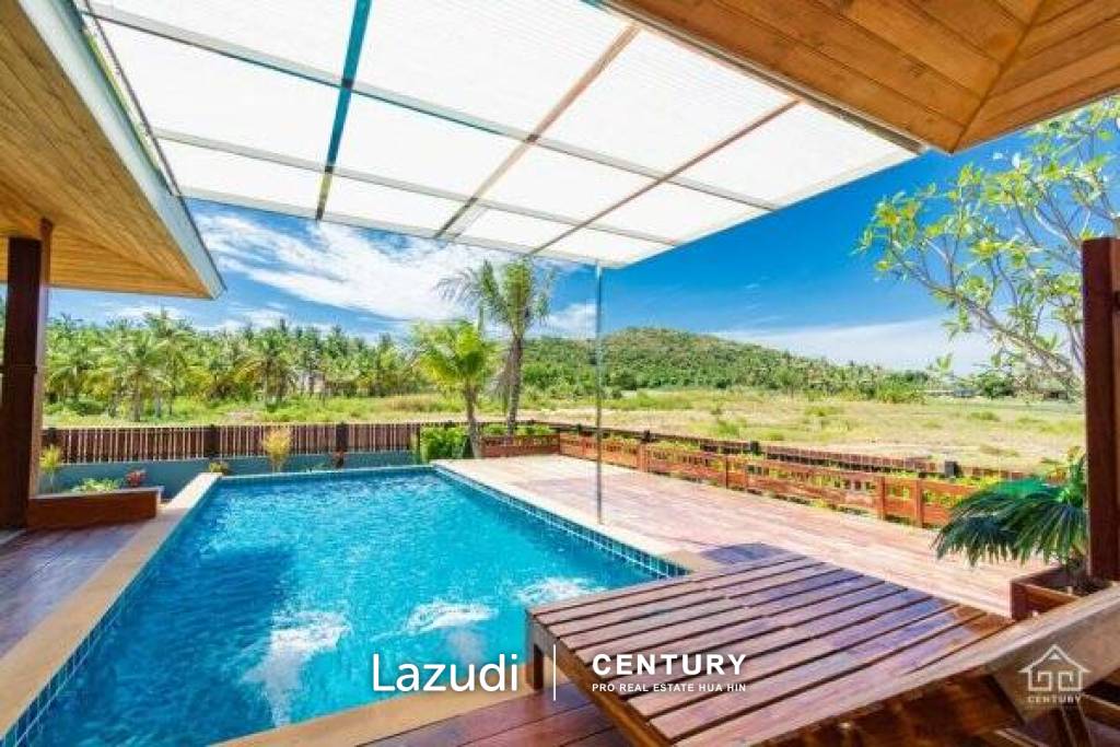 Panoramic Countryside View : 3 Bed Villa with Pool in Pak Nam Pran