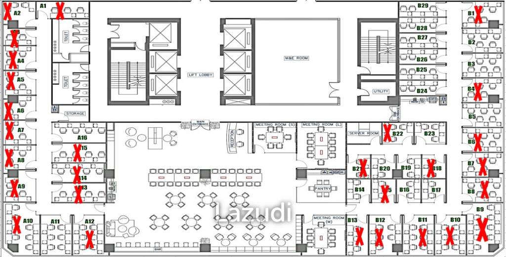 Office 11.50sq.m Pax of 4 people for rent
