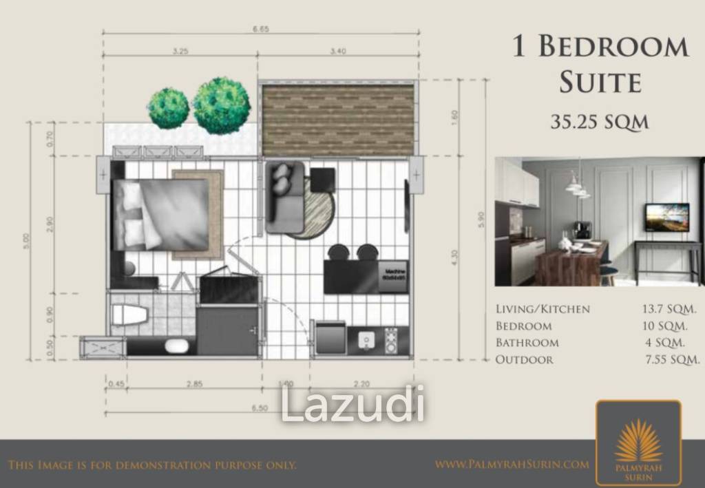 1 ห้องนอน 35.25ตร.ม ปาล์มไมร่า คอนโดมิเนียม