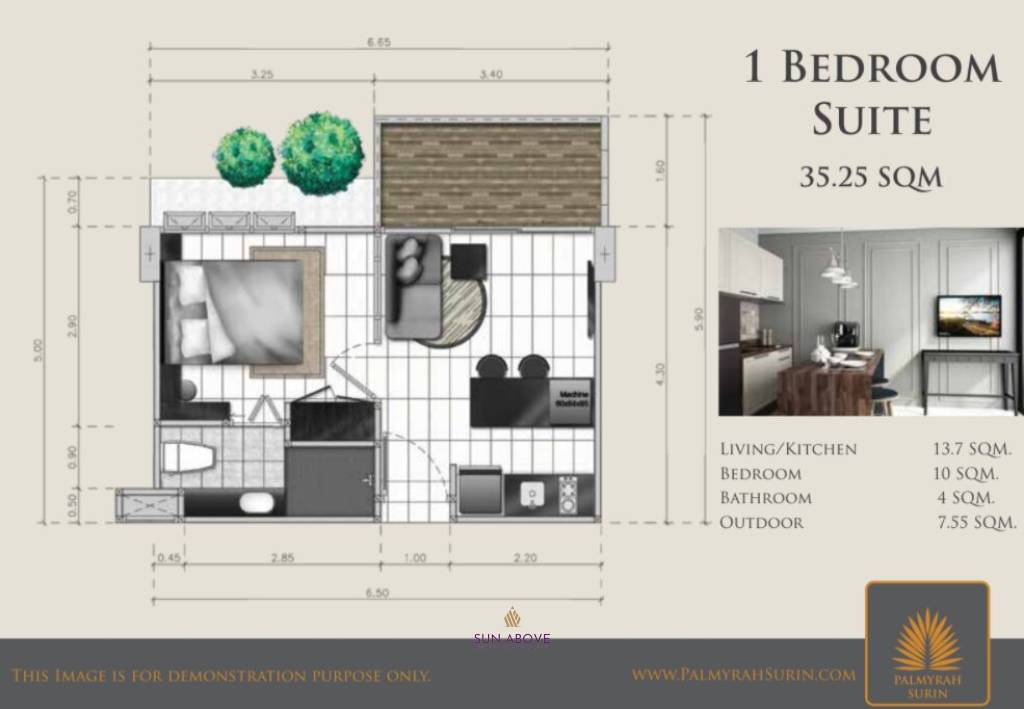 1 ห้องนอน 35.25ตร.ม ปาล์มไมร่า คอนโดมิเนียม