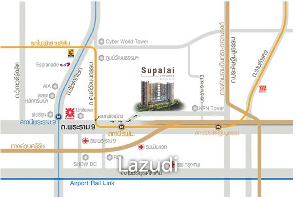 1 Bed 41.25 Sqm Supalai Veranda Rama9 For Sale and Rent