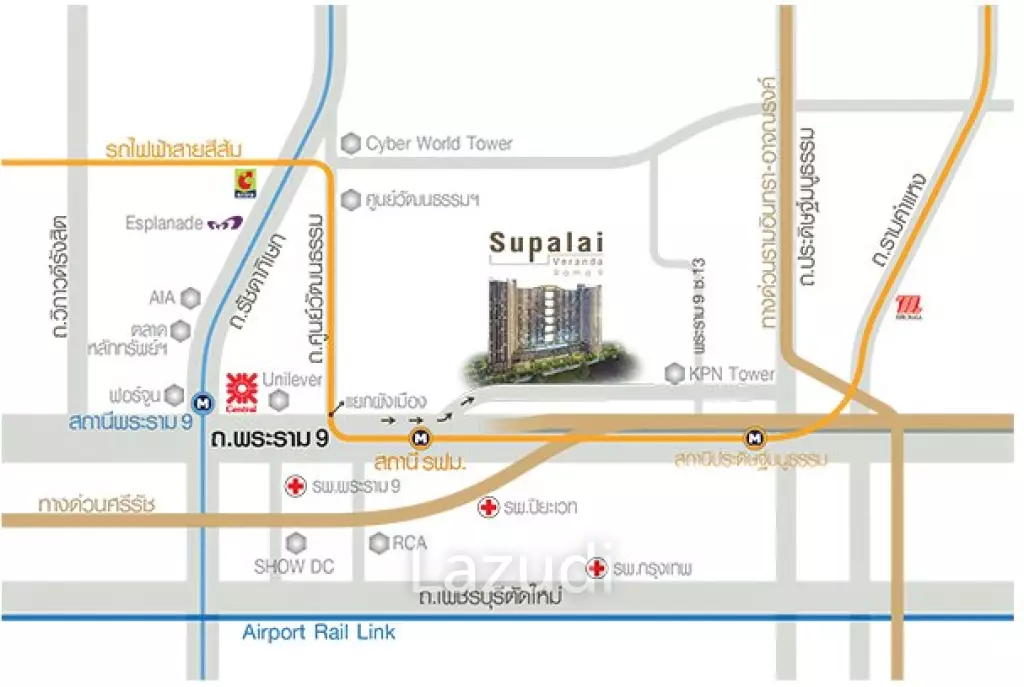1 Bed 41.25 Sqm Supalai Veranda Rama9 For Sale and Rent