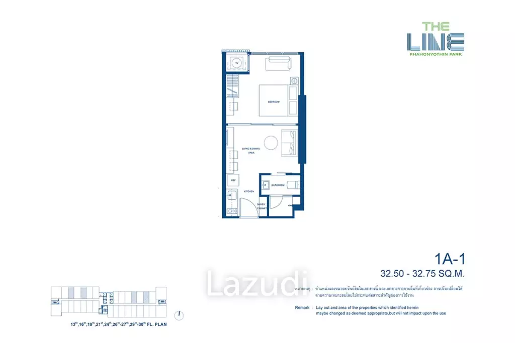 1 Bed 32 Sqm THE LINE Phahonyothin Park For Sale