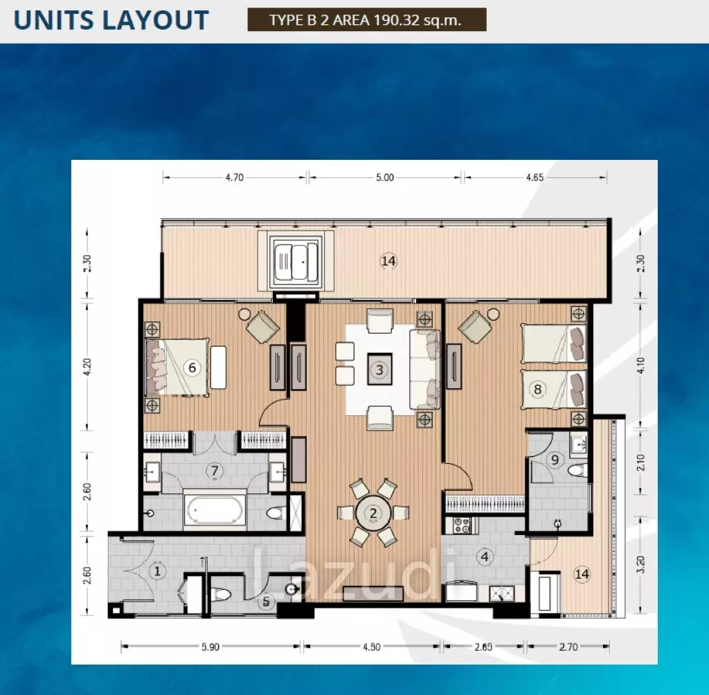 2 Bed 2 Bath 190.32 SQ.M. The Cove  Pattaya