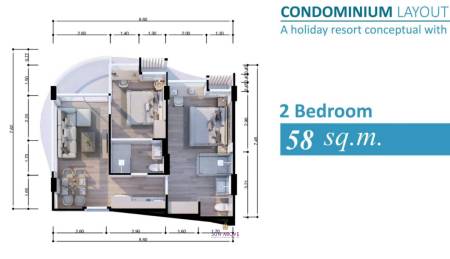 2 ห้องนอน 58ตร.ม. แกรนด์ บรีซ พาร์ค คอนโดเทล