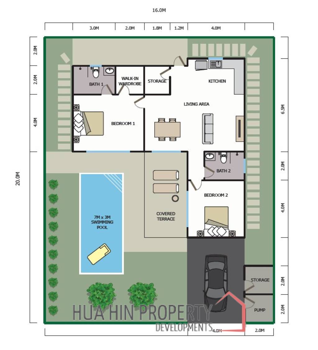 Plot 2 2 bed 169sq.m Baan Yu Yen Pool Villas Phase 2