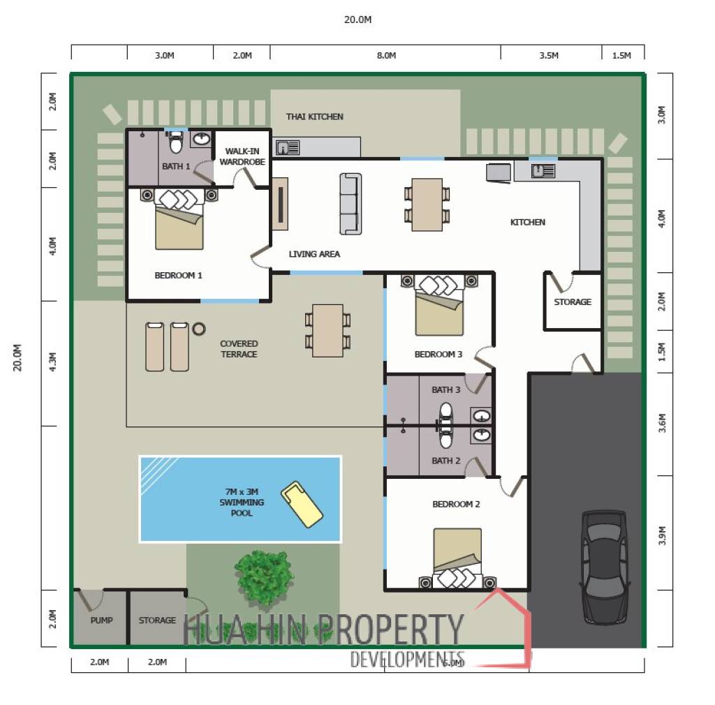 Plot 14 3 bed 249sq.m Baan Yu Yen Pool Villas Phase 2