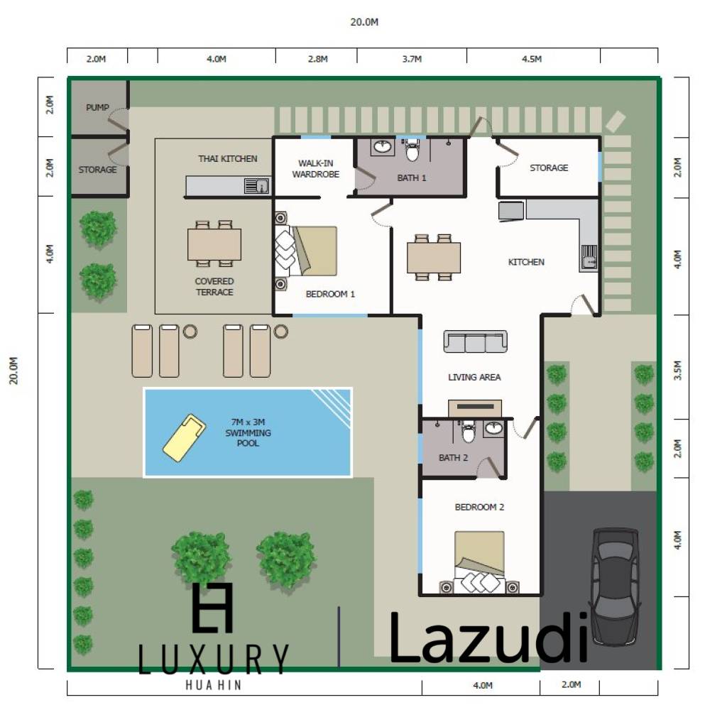 Plot 4 2 ห้องนอน 181ตร.ม บ้านอยู่เย็น พลูวิลล่า เฟส 2