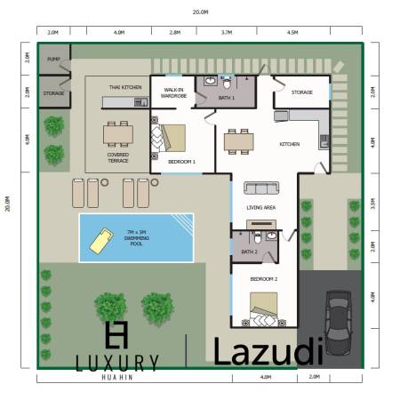 Plot 4 2 ห้องนอน 181ตร.ม บ้านอยู่เย็น พลูวิลล่า เฟส 2