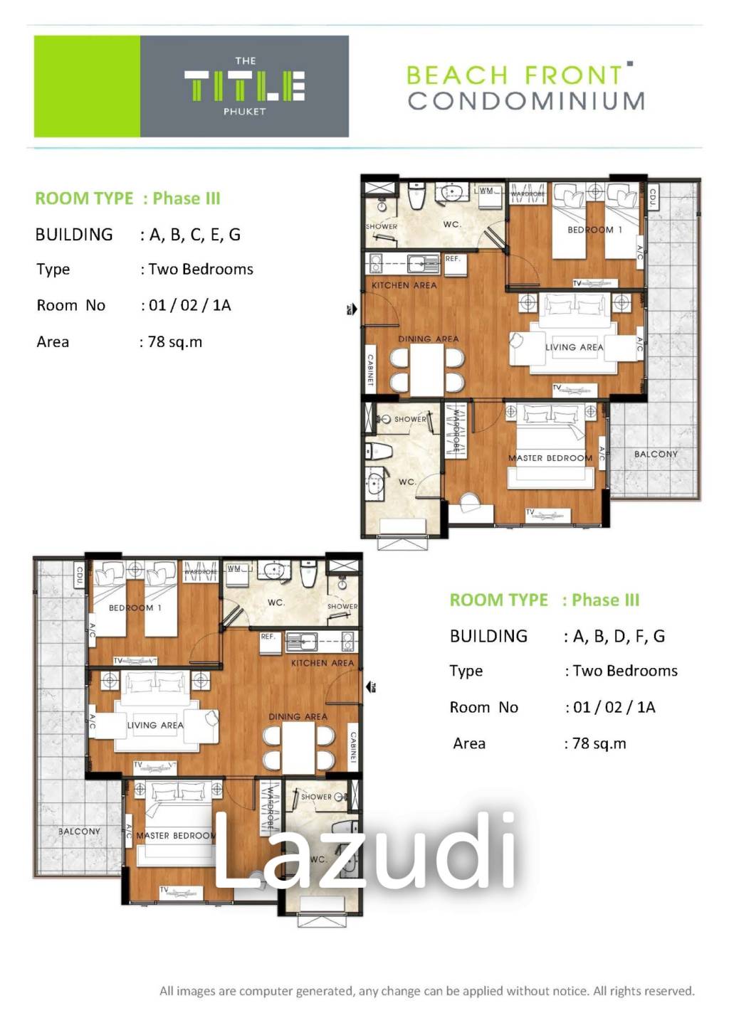 2 ห้องนอน 78ตร.ม. เดอะ ไตเติ้ล ราไวย์ เฟส-3