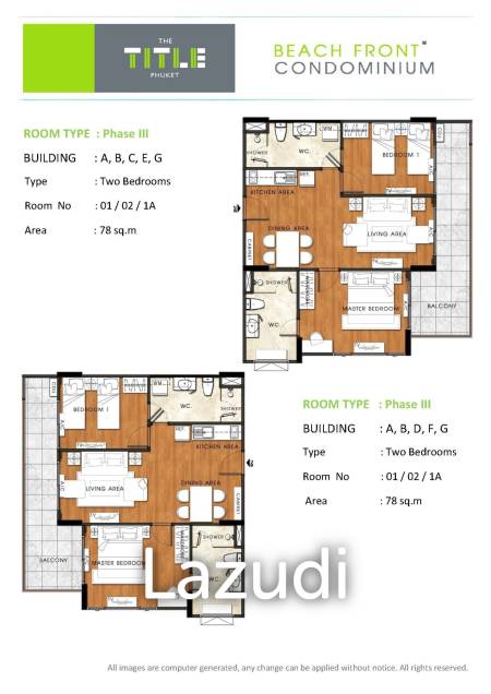 2 ห้องนอน 78ตร.ม. เดอะ ไตเติ้ล ราไวย์ เฟส-3