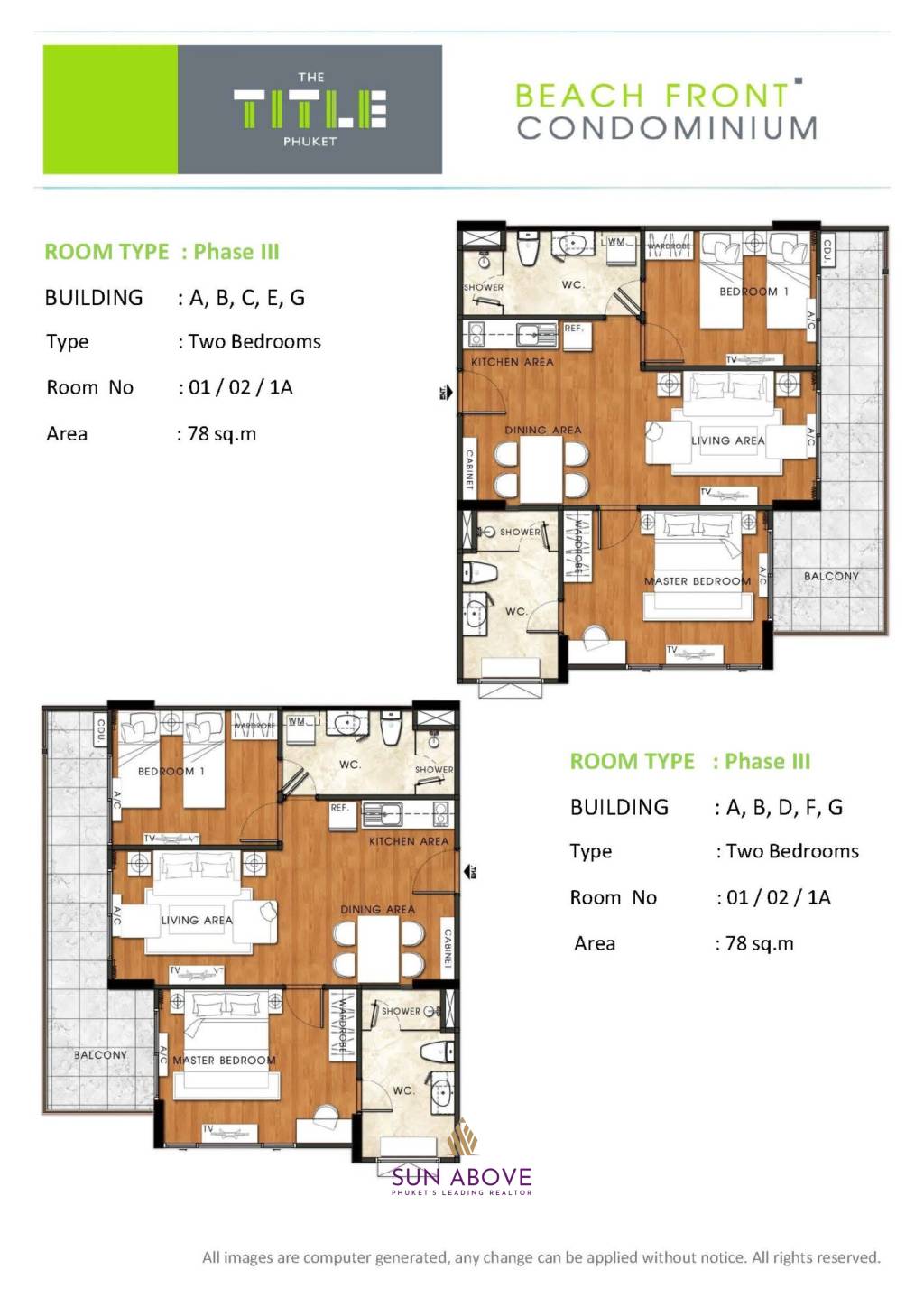 2 ห้องนอน 78ตร.ม. เดอะ ไตเติ้ล ราไวย์ เฟส-3