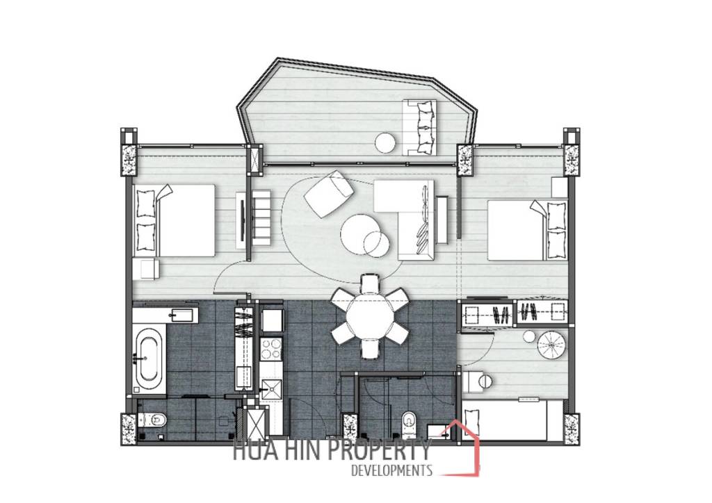 3 Bed 2 Bath 87.61 SQ.M Veranda Residence Hua-Hin